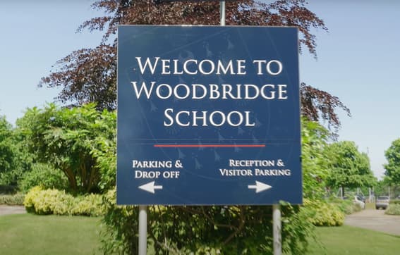 Woodbridge School entrance sign